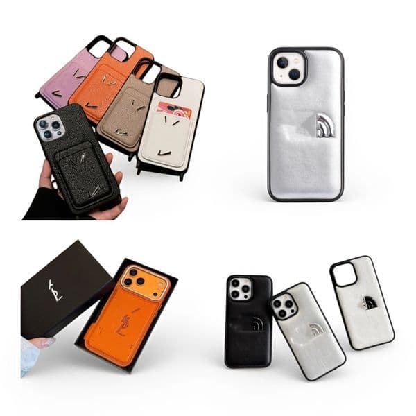 New Apple 17 16 15 14 13promax Compatible with iPhone 13pro Lychee Pattern Card Holder Lanyard Pony Phone Case Letter Trendy