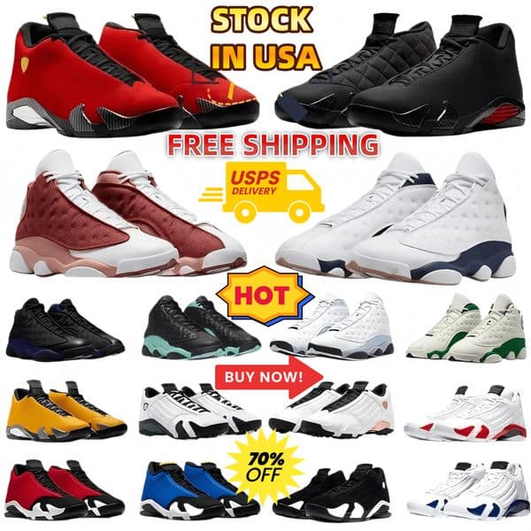 Original Box 13 14 Basketball Shoes 13s 14s Sneakers Pine Green Midnight Navy Dune Red Blue Grey j13 US Open j14 Oxidized Flint Black University Trainer