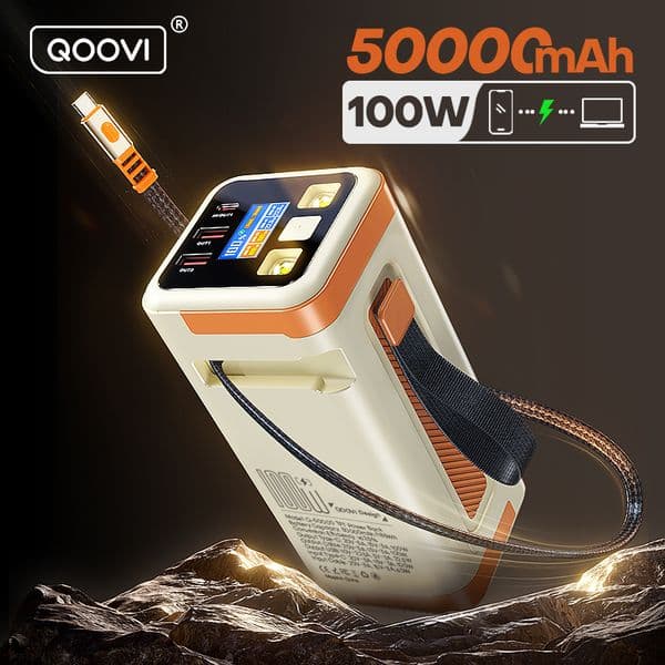 2026 50000mAh Power Bank PD 100W Fast Charging Portable Large Battery Capacity Power Station For iPhone Laptop Samsung Xiaomi