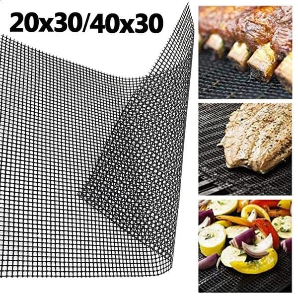 Non-Stick BBQ Grid Pad High Temperature Resistant Barbecue Mesh Reusable Easily Cleaned Cooking Pads Baking Grill Tool 40x30cm 260527