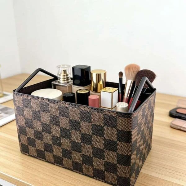 Designer Desktop Luxury Box art Large Capacity Miscellaneous Cosmetic Tray Model Living Room Leather Storage Basket Free Shipping 13 5