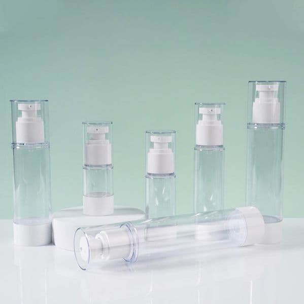 15ml 30ml 50ml Round Emulsion Bottle Airless AS Vacuum Sprayer Pump for Skincare Lotion Travel Application
