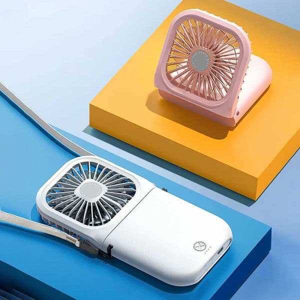A stylish handheld digital hanging neck fan USB power bank mini portable fan C260528