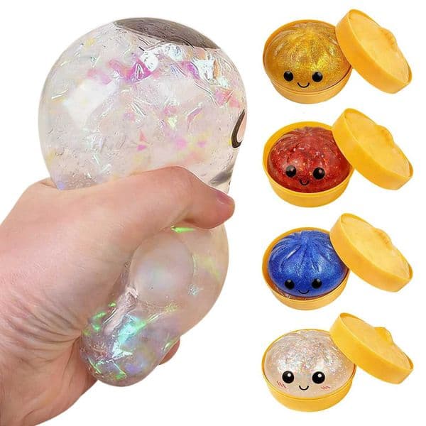 Glitter Dumpling Stress s Fidget Sensory ToySqueeze Dough Stress Relief Hand ToyBun w/ Food Steamer Stretchy Desk ToyJ260528