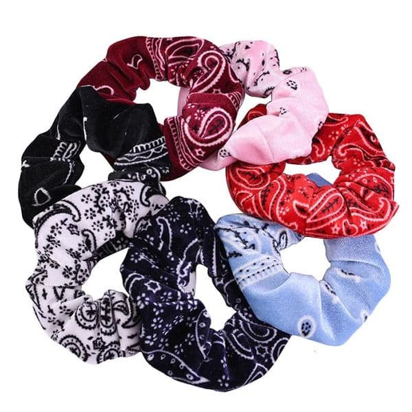 2pcs7pcs Korean Velvet Diam 12CM Big Scrunchies Paisley Hair Scrunchy Ties Accessories 260526