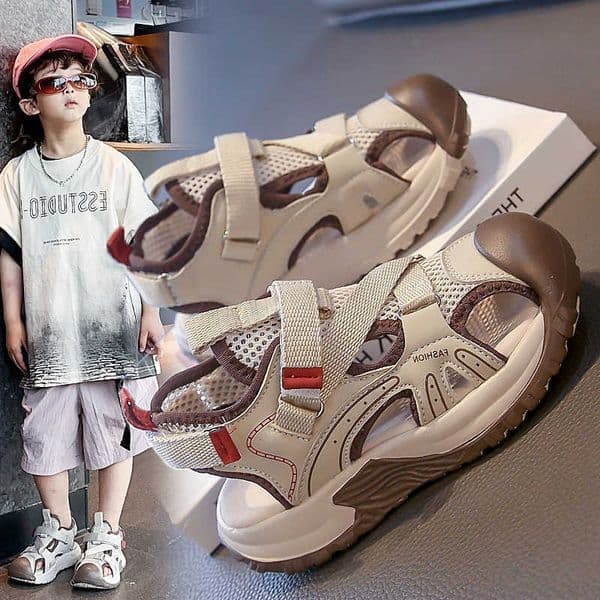 Childrens Baotou Sandals 2025 Summer New Boys Sports Beach Shoes Breathable Soft Bottom Outdoor Girls River Tracing Shoes H260528