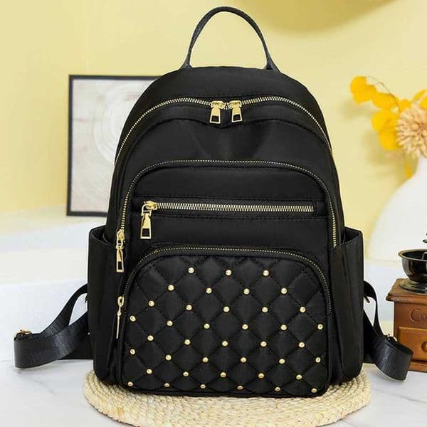 Diamond check embroidered thread riveted backpack womens fashion travel bag casual all-match womens backpackR260528
