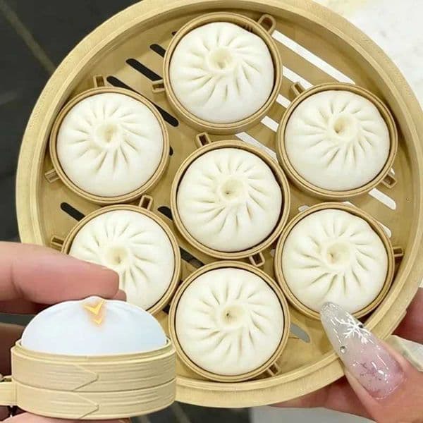 Mini Steamed Bun Stress Relief Soft and Slow Rebound Kneading Decpression Bun Clicker Keychain Decpression KeyringJ260528