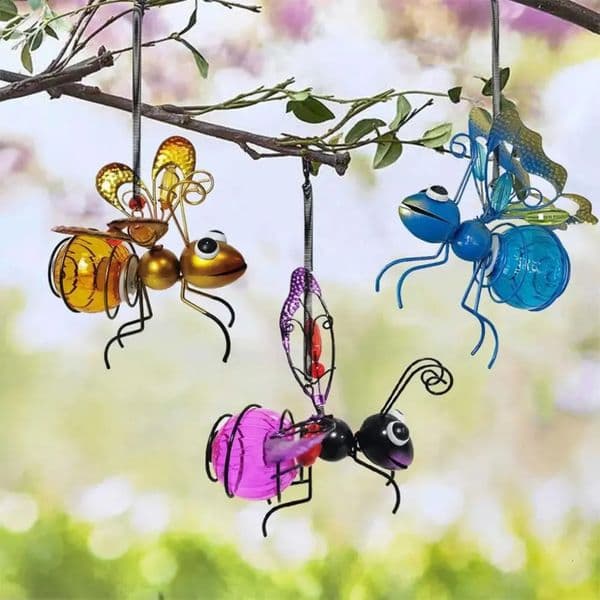 2026 Solar Iron Insect Statue With LED Fairy Light Outdoor Waterproof perfume Hanging Tree Ornament For cologne Fence Yard Courtyard Garden Art Decor 16 022