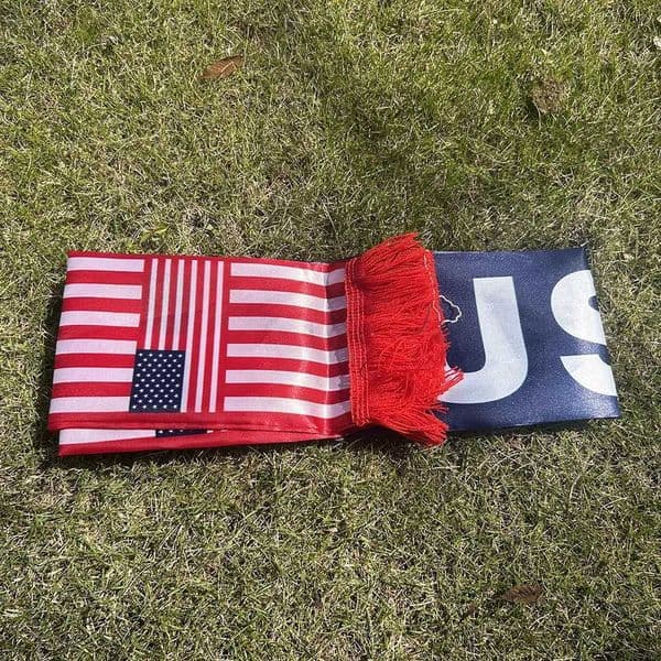 USA Scarf 14x135cm Double-sided Printed United States Flag Satin America Scarf Suitable for 2026 world cup Sports Events C260528