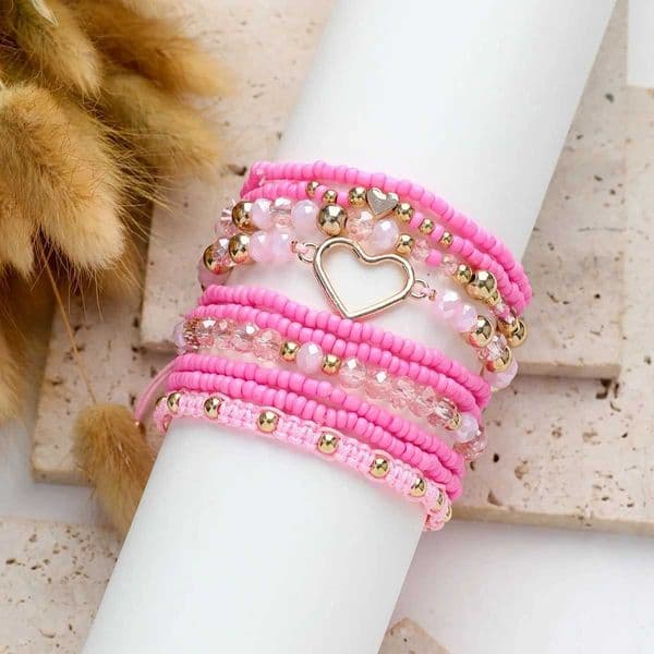 10Pcs/Set Bohemian Handmade Rice Beads Heart-Shaped s Set For Women Jewlery Accessories Z260528