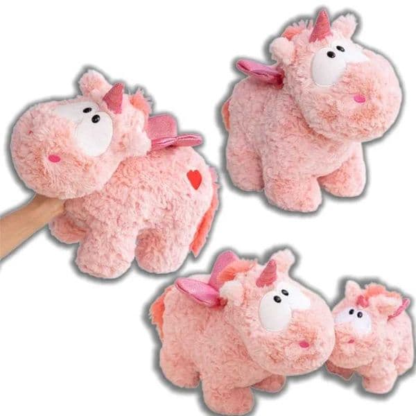 Kawaii Pink Plush Toy Lovely Stuffed Animal Doll with Glitter Wings Cute Plushie Sofa Bed Home Decor Holiday Gift L260527