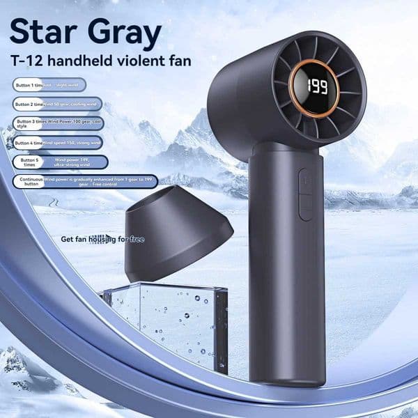 New Portable Mini Handheld Fan with LED Display USB Rechargeable Battery Outdoor Fan C260528