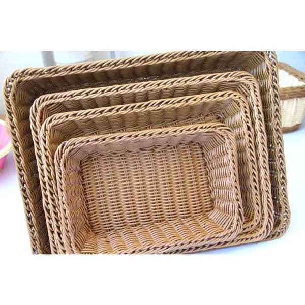Hand-woven Imitation Rattan er Basket Rectangular Storage Box Fruit Tea Snack Bread Basket Cosmetic House Kitchen SuppliesJ260527