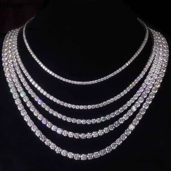 Pass Tester 2MM 3MM 4MM 5MM 6.5MM Iced Out Sier VVS Dia Necklace Moissanite Tennis Chain 2d