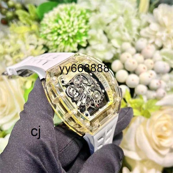 Luxury Men's Wristwatch 055 Series Golden Crystal Skeleton Tourbillon Mechanical Watch Luminous Watches Rmul2 Movement cygood ADJA