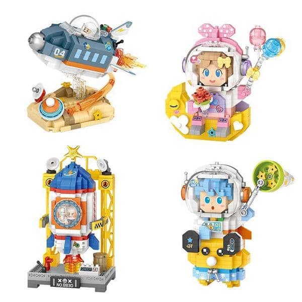 Mini Building Blocks Space Series Set Spaceship Rocket Astronaut Model Small Particle Assembled Ornaments Childrens Toys GiftsR260528