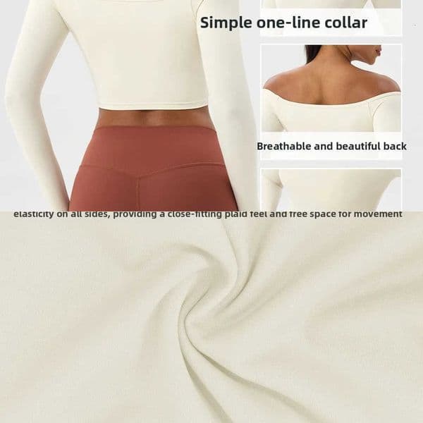 Yoga long-sleeved T-shirt womens one-shoulder sexy tight fitness wear top nude feel quick-drying sports sleeved Yoga Shirts L260527