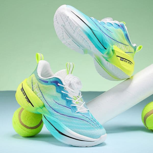 Unisex Cyan Green Gradient Running Shoes Breathable Mesh For Professional Sports Training