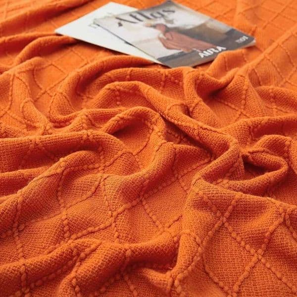 Orange Oversized Throw Blankets with Tassels Chunky Vintage Luxury Gift Blanket for Bed Sofa Couch Summer Farmhouse Decor C260528