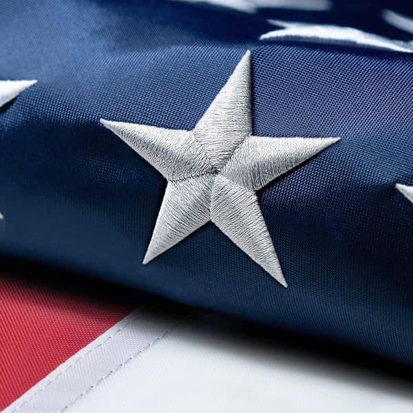Multi-piece American Flag for Outside 3X5 FT, Deluxe Heavy Duty, All Weather High Wind USA US Flag with Embroidered Stars, Sewn Stripes, Brass Grommets