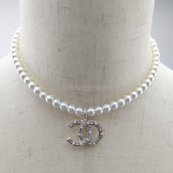 channels channeled cc necklace jewerly double C necklace necklace pendant versatile high-quality womens collarbone pearl necklace