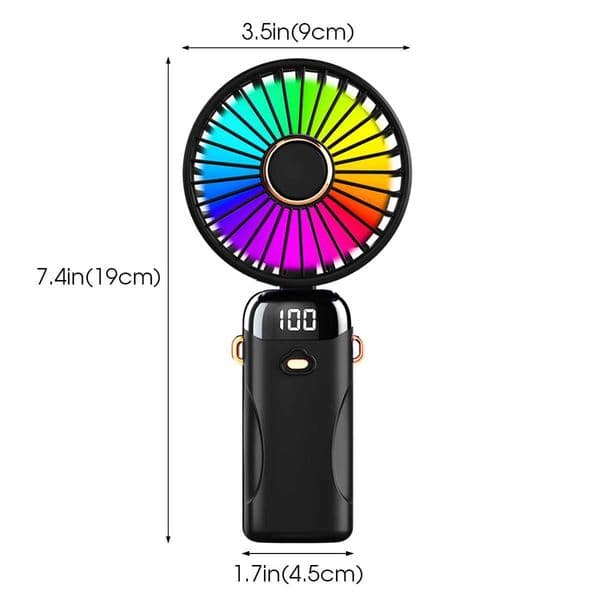 USB Rechargeable Handheld Fan 1200mAh 6 Speeds Foldable LED Light Blade Portable Mini Fan Personal Cooler for Home Gift C260528