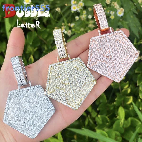 Hip Hop Full Diamond KC Pendant Necklace Mens 925 Sterling Silver Moissanite High-end Jewelry