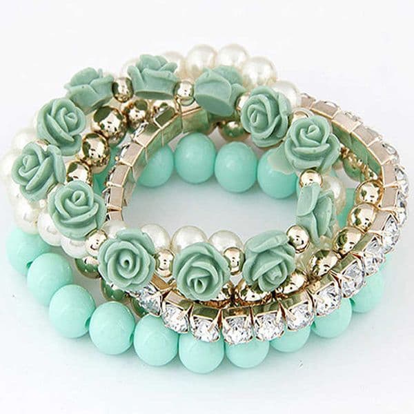 Acrylic Flower Beads Bracelets For Women Jewelry Fashion Wrap Flower Bracelets Bangles Vintage Pulseras Mujer Pulseiras Femme H260528