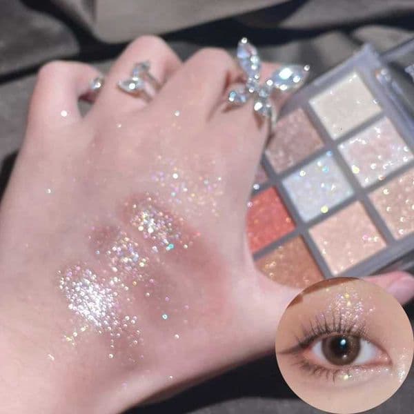 1Pc Pearlescent Eyeshadow Palette Sparkling Sequin Earth Blue Purple Shimmer Highlight Metallic Eye Shadow Glitter Eye Pigments M260527