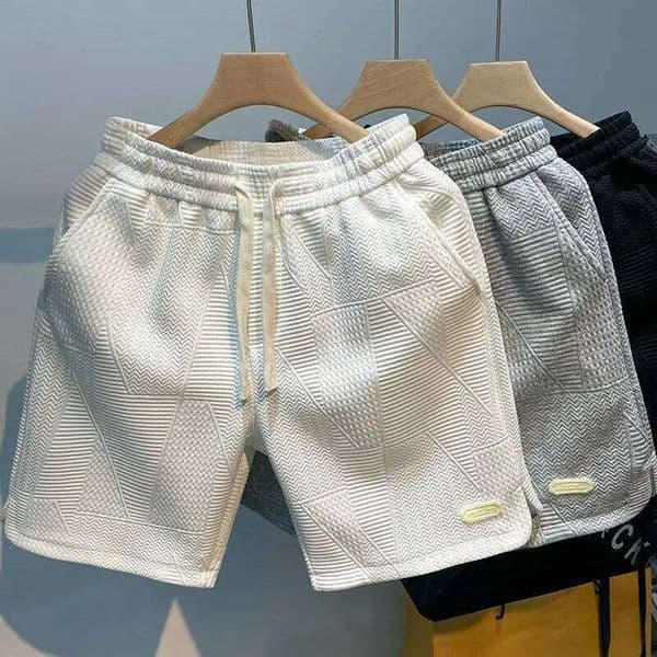 Summer Running Men Casual Jogging Sport Short Pants Wave Pattern Solid Color Drawstring Loose Dry Gym Sports Shorts J260528