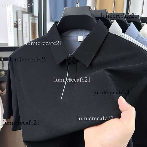 Men's Luxury High-Elasticity Seamless Short-Sleeve T-Shirt, New Summer Business Casual Non-Iron Half-Sleeve Base Layer Polo Shirt for Men 422 c38