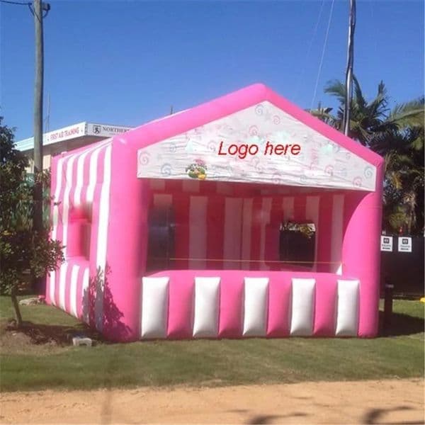 5mWx5mLx4mH (16.5x16.5x13.2ft) Custom made candy floss tent inflatable Concession Pop up Stand Sales Kiosk Carnival Cotton for Food/Ticket/Juice party