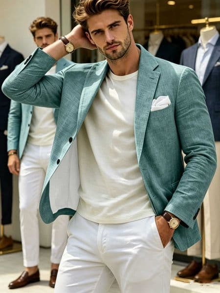 Mens Linen Blazer Slim Fit Breathable Single Breasted Casual Suit Jacket Work Date Daily Wear Spring Summer Autumn Q260528
