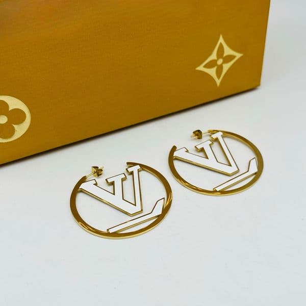 Gold Color Metal Big Hoop Earrings for Women Waterproof Piercing Stainless Steel Earrings Trend Couple Wedding Designer Jewelry