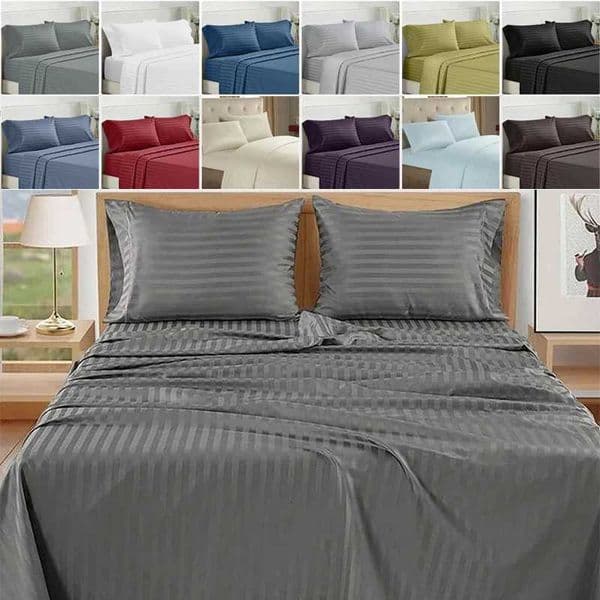 3/4pcs Set Cooling FittedFlat Sheet with Pillowcase King/Queen/Full Size Bedding Set Queen Size Bedding Set R260528