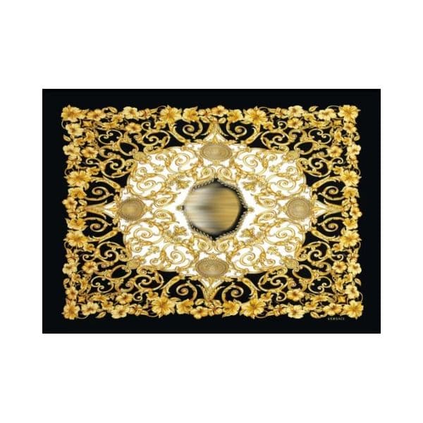Baroque Floral Pattern Door Mat, Waterproof Faux Leather Rug with Anti-Skid Backing for Indoor Outdoor Home Decor
