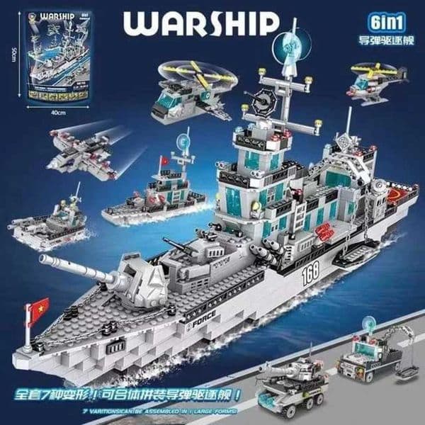 Navy War Chariot Ship Army Boat Plane Model Warships Building Blocks Construction Set for Boys Bricks Toys Christmas Gifts XJ250702 Y260522 Y260528