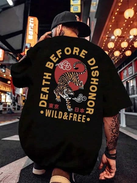 Summer Street Casual Sportswear Style Tiger Print T-shirt for Outdoor Street Trend Hip-hop Mens Short-sved Shirt D260528