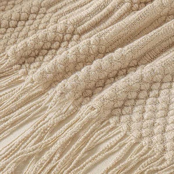 Khaki Gift Knitted Blanket with Tassels Chunky Vintage Luxury Farmhouse Throw Bedspread Oversized Blanket Cover Manta Para Sof C260528