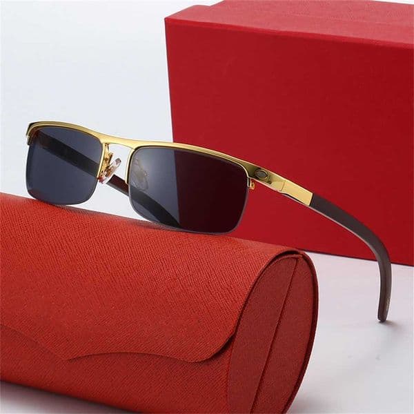 Luxury Brand Glasses New Imitation Wood Spring Leg For Men Fashion Metal Eyebrow Protection Designer Sunglasses