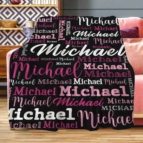 Personalized Name Blanket Custom Fleece Throw - Christmas Valentines Gift for Her Him Couples Baby Family Gift Idea 2026 C260528