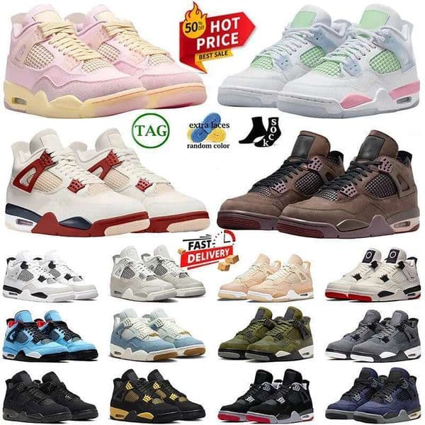 Designer j4 4s Basketball Shoes 4 Men Lakers Flight Club Toro Bravo Nigel Sylvester Comic Black Cat Pizza White Cement Navy Thunder Women Trainers