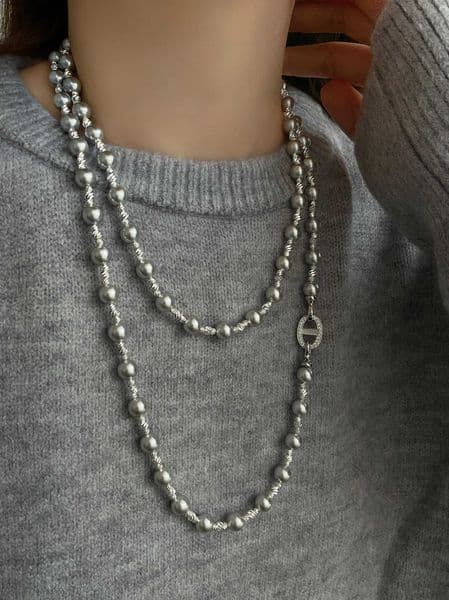 Double Long Pearl Sweater Chain Female 2024 New Pendant Necklace Luxury Jewelrt Women L260527