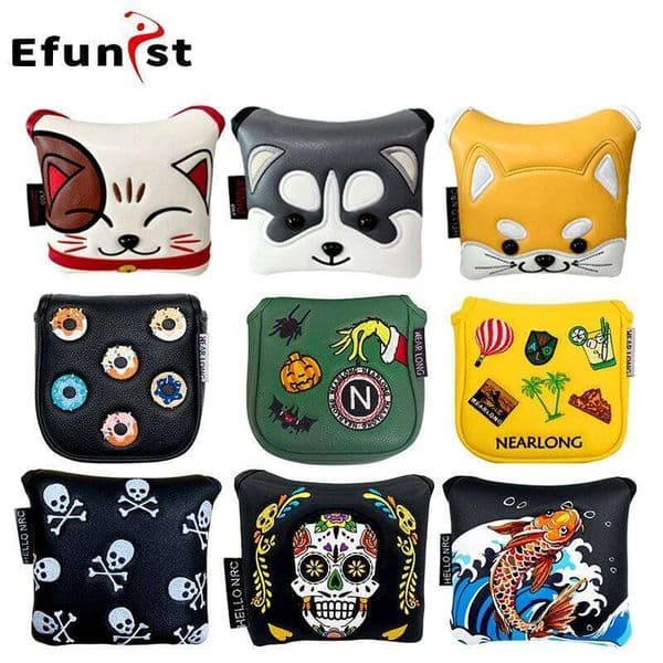 Square Putter Multi Style Color Pattern Headcover Magnetic Opening And Closing PU Leather Golf Club Cover 26L0528