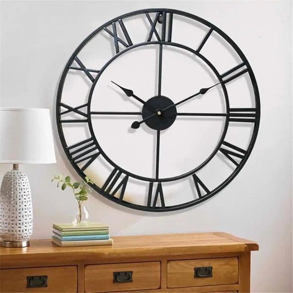 Modern 3D Large Wall Clocks Roman Numerals Retro Round Metal Iron Accurate Silent Nordic Hanging Ornament Living Room Decoration a260525