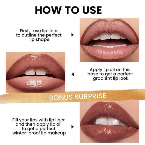 Lip liner and lip oil set long-lasting light and non-sticky portable quickly create a perfect gradient lip glaze M260527