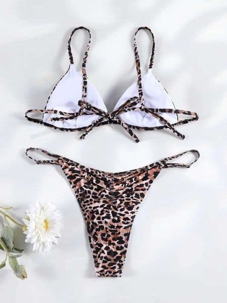 Leopard Bikini Push Up Bikinis Set Thong Spliced Swimsuit Womens Swimwear Summer Beachwear Bathing Suit for Female New M260527