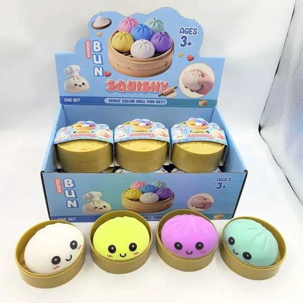 1-12Stress-relief Buns Squeeze-to-Play Colored Buns with Steamer Stress-relief Simation Buns Toys Expressive Buns Slow ReboundJ260528