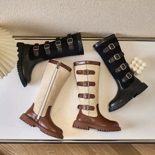 2026 New Children High cologne perfume Boots For Girls Autumn Winter Fashion And Comfortable British Style Casual Versatile Trendy Leather Shoes Designer 02